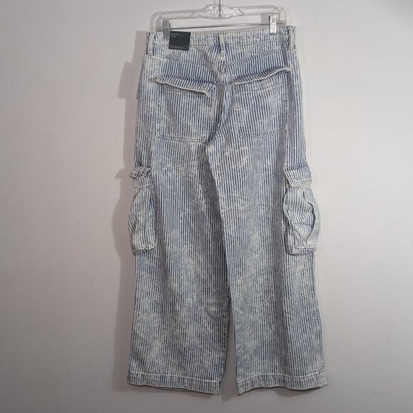 Wild Fable Pants Women 10R Striped Mid-Rise Baggy Cargo 90s Y2K Utility Wide Leg - Picture 10 of 12